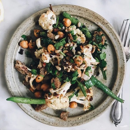 Warm Cauliflower, Green Bean and Chickpea Salad-image