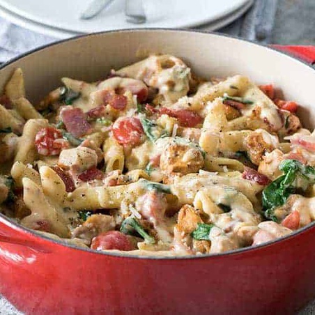 Instant Pot Chicken Bacon Penne in a Garlic Cream Sauce-image