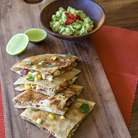 Chicken Quesadillas with Charred Corn and Smashed Avocado-image