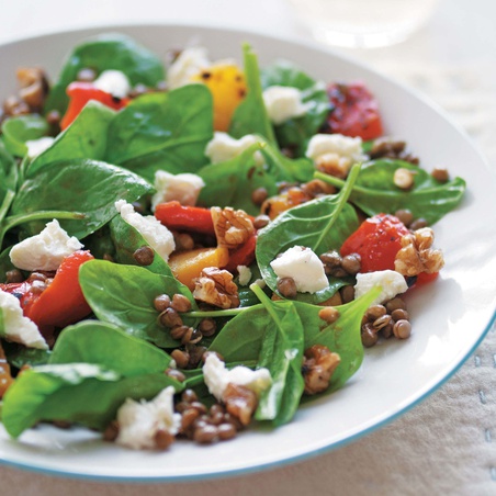 Lentil and Goat's Cheese Salad with Walnut Dressing-image